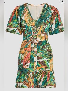 Marie Oliver Gwenyth Colorful Tropical Print Belted Mini Dress